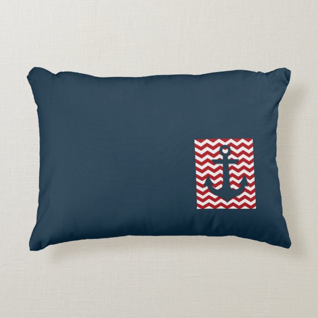 Nautical Anchor Patriotic Boat Name Captain Decorative Cushion (Front)