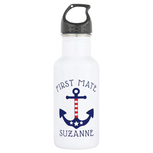 Nautical Anchor Patriotic First Mate Name 532 Ml Water Bottle (Front)
