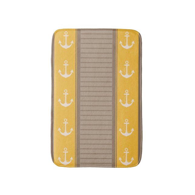 Nautical Anchor Pattern Bath Mat (Front Vertical)