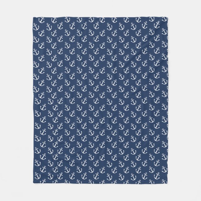 Nautical Anchor Pattern Fleece Blanket (Front)