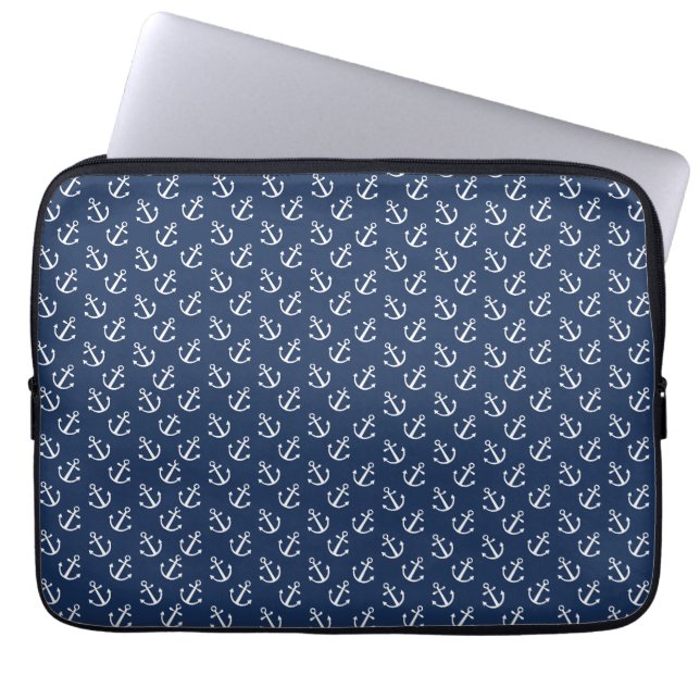 Nautical Anchor Pattern Laptop Sleeve (Front)
