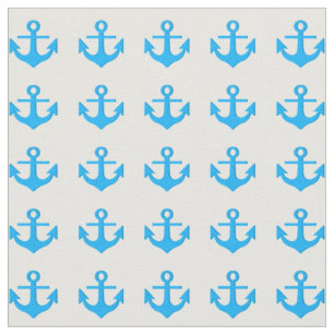 Nautical anchor pattern light blue white sea ocean fabric