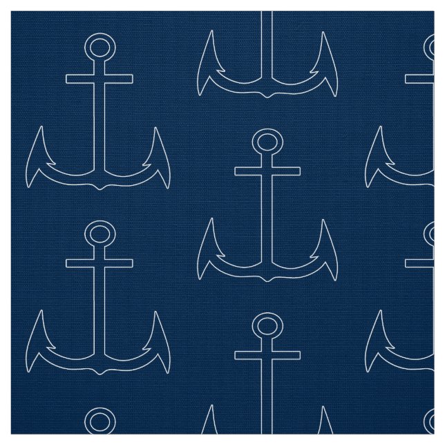 Nautical Anchor Pattern Navy Blue Fabric (Swatch)
