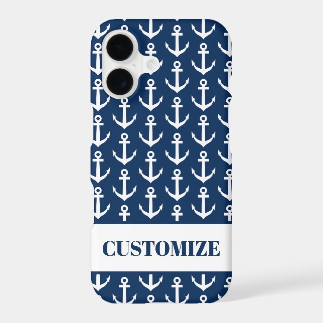 Nautical anchor pattern navy blue Zazzle Basic (Back)