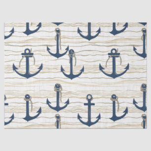 Nautical Anchor Pattern on Driftwood (1) Tissue Paper