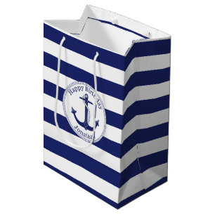 Nautical Anchor Personalised Birthday Medium Gift Bag