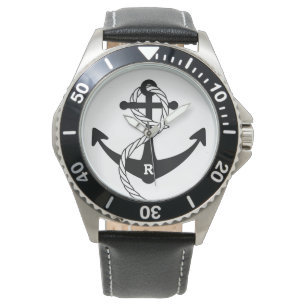 Nautical Anchor Personalised Initial Monogram Watch