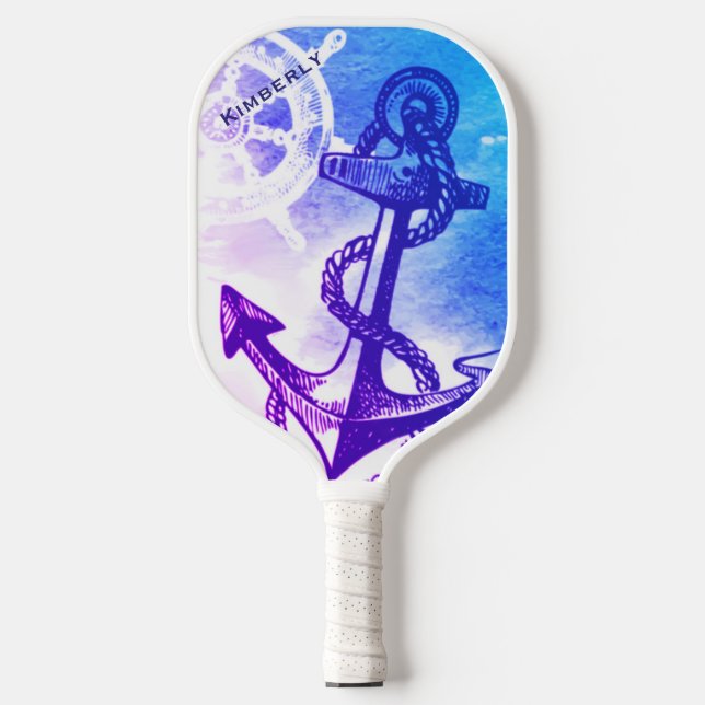 Nautical Anchor Personalised Name Customisable  Pickleball Paddle (Front)