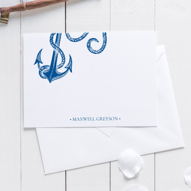 Nautical Anchor Personalised Stationery Small Card (Creator Uploaded)