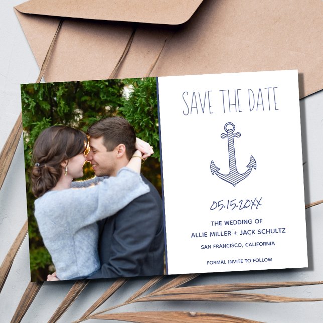 Nautical Anchor Photo Beach Wedding Save The Date (Nautical Anchor Photo Beach Wedding Save The Date)