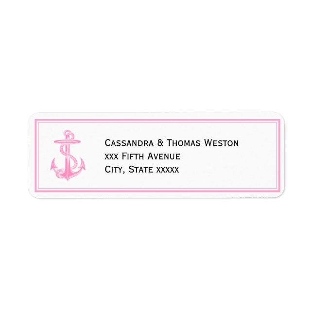 Nautical Anchor Pink Framed 2LJ Return Address (Front)
