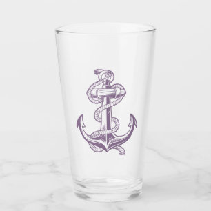 Nautical Anchor Pint (Lilac) Glass