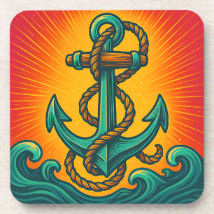 Nautical Anchor Pop Art Coaster