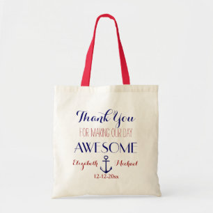 Nautical Anchor Red Blue Thank You Tote Bag