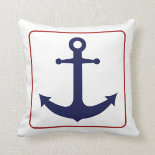 Nautical Anchor - Red White and Blue Cushion