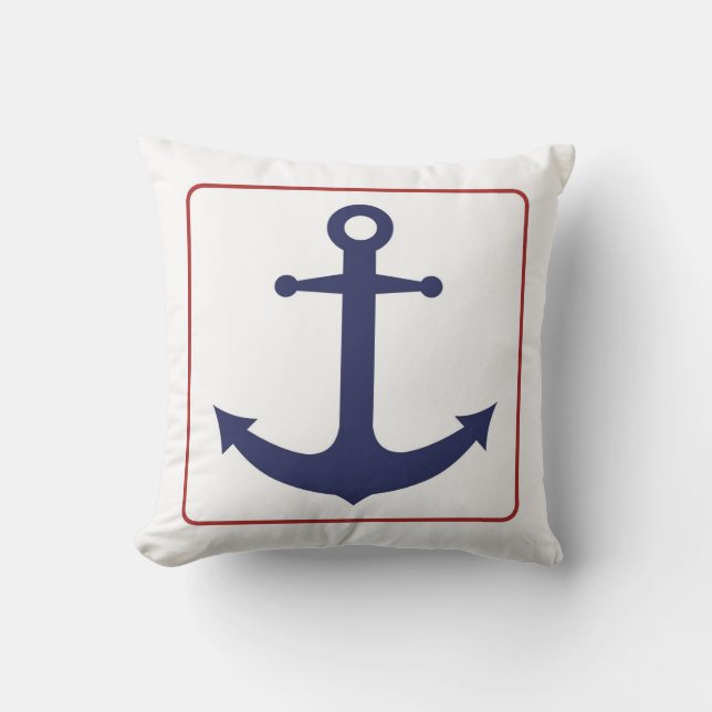 Nautical Anchor - Red White and Blue Outdoor Cushion (Front)