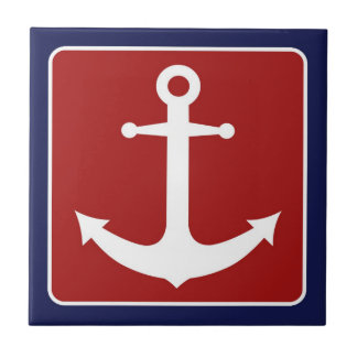 Nautical Anchor - Red White and Blue Tile