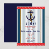 Nautical Anchor Red White Blue Stripes & Dots