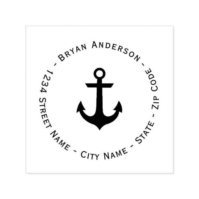 Nautical Anchor Return Address Self-inking Stamp (Design)
