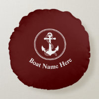 Nautical Anchor Rope Boat Name Deep Red