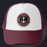 Nautical Anchor & Rope Captain Boat or Name Trucker Hat<br><div class="desc">A Nautical Anchor and Rope with Captain Rank or other title and Your Name or Boat Name on a Stylish,  Modern Hat.</div>