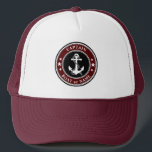 Nautical Anchor & Rope Captain Boat or Name Trucker Hat<br><div class="desc">A Nautical Anchor and Rope with Captain Rank or other title and Your Name or Boat Name on a Stylish,  Modern Hat.</div>