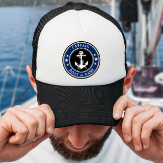 Nautical Anchor & Rope Captain Name or Boat Trucker Hat