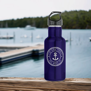 Nautical Anchor & Rope Custom Boat Name 532 Ml Water Bottle