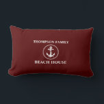 Nautical Anchor Rope Family Name Beach House Red Lumbar Cushion<br><div class="desc">Your  Family Name Beach House Rope & Anchor Deep Red Lumbar Pillow Cushion.</div>