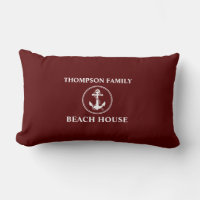 Nautical Anchor Rope Family Name Beach House Red