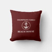Nautical Anchor Rope Name Beach House Deep Red