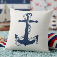 Nautical Anchor & Rope Navy White ID836