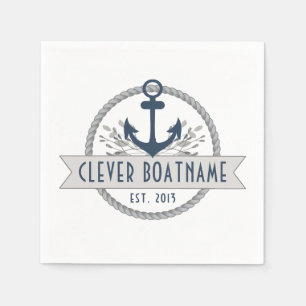 Nautical Anchor & Rope Personalised Napkin
