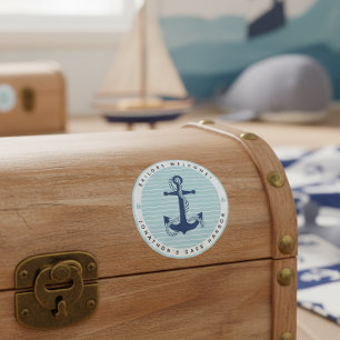 Nautical Anchor & Rope Safe Harbor ID1250 Classic Round Sticker