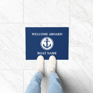Nautical Anchor Rope Welcome Aboard Boat Name Doormat