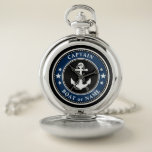 Nautical Anchor & Rope Your Captain Boat Name Navy Pocket Watch<br><div class="desc">A Nautical Ship Anchor and Rope with Captain Rank or other title and Your Name or Boat Name on a Stylish Pocket Watch. This personalised Pocket Watch will not just time but also is a fun conversation piece. Perfect for Father's Day but also makes a great gift for any occasion....</div>