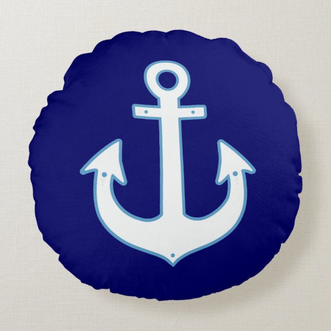 Nautical Anchor Round Cushion (Front)