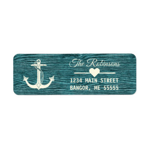Nautical Anchor Rustic Teal Holiday Return Address