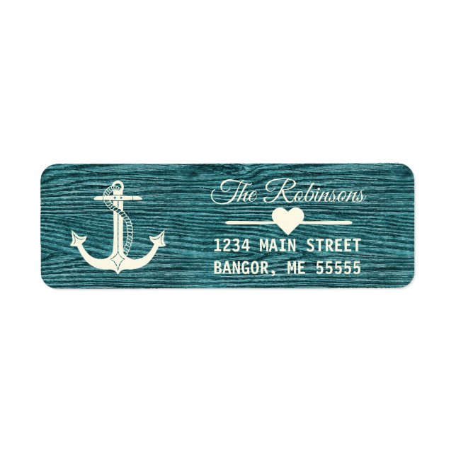 Nautical Anchor Rustic Teal Holiday Return Address (Front)