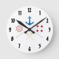 Nautical Anchor Sail Sailing Boat Ore Wall Clock