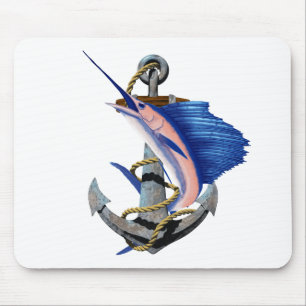 Nautical Anchor Sailfish Fishing Mouse Pad