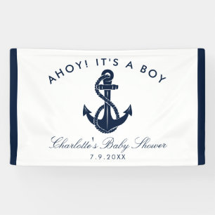 Nautical Anchor Script Baby Shower Paper Banner