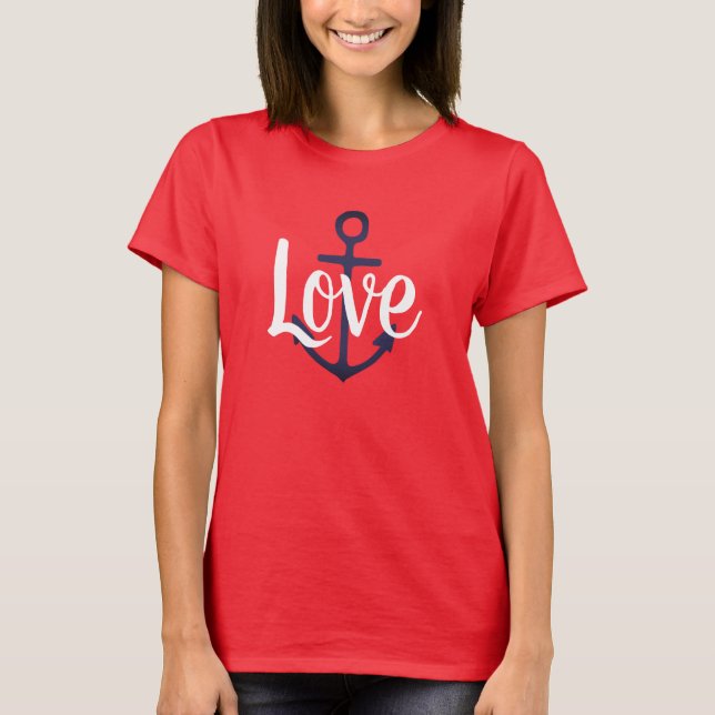 nautical ANCHOR + script LOVE | T-Shirt (Front)