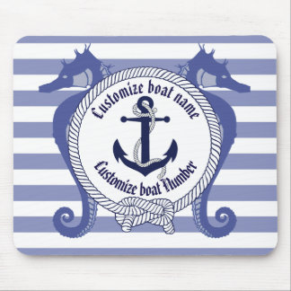 Nautical Anchor/Seahorse/knot/Customise name, # Mouse Pad