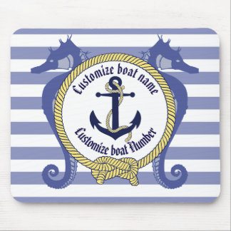 Nautical Anchor/Seahorse/knot/Customise name, # Mouse Pad