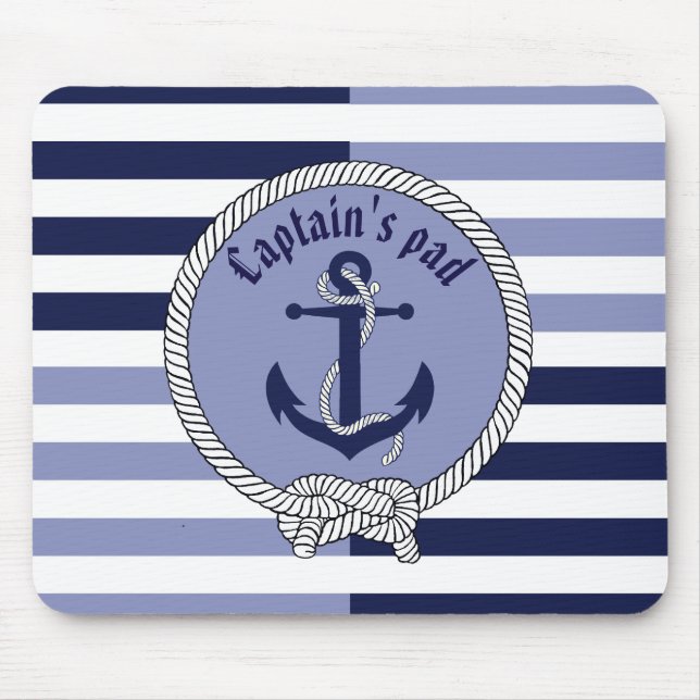 Nautical Anchor/Seaman's knot/Captain/stripes Mouse Pad (Front)