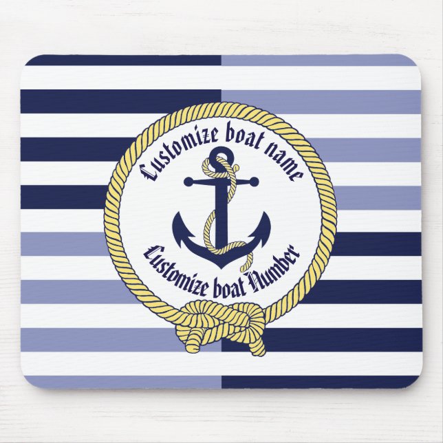 Nautical Anchor/Seaman's knot/Customise name, # Mouse Pad (Front)