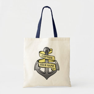 Nautical Anchor Ship Captain with Your Name Custom Tote Bag