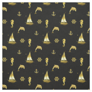 Nautical anchor/ship wheel/dolphin/seahorse/boat fabric