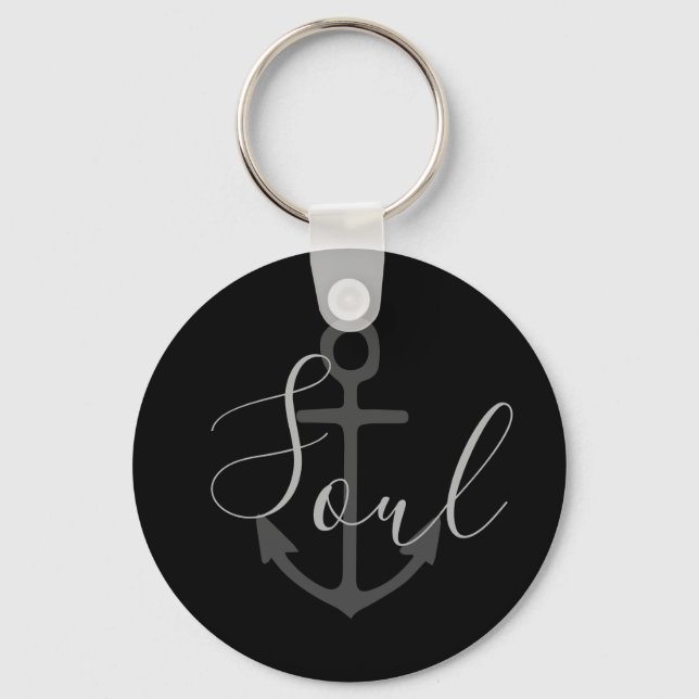 nautical ANCHOR + SOUL lettering Key Ring (Front)